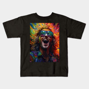 men with big glasses on colorful background Kids T-Shirt